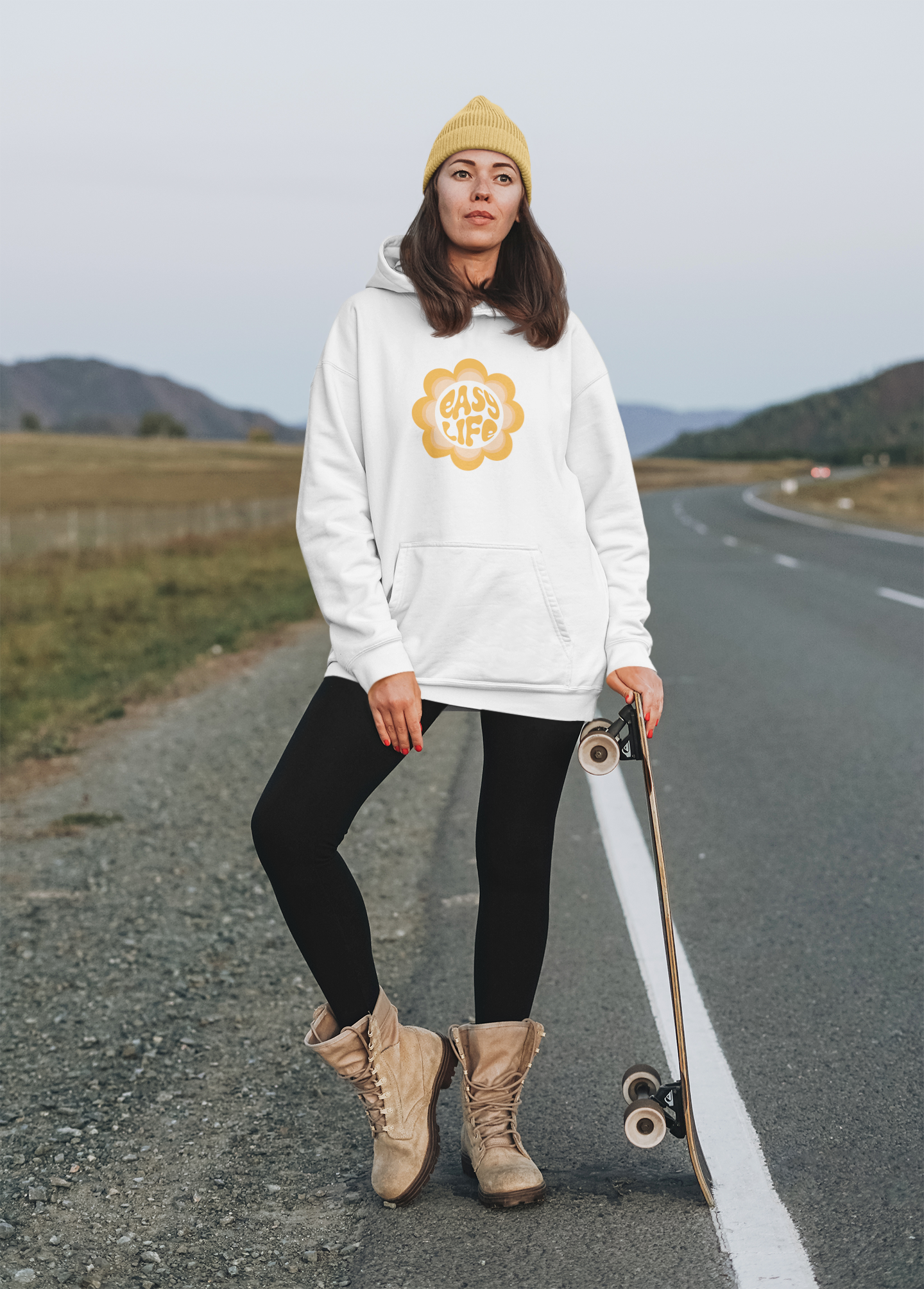 Ladies Easy Life Rnd Flower Pullover Hoodie